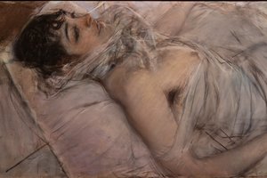 La condesa de Rasty reclinada, detalle de Giovanni Boldini