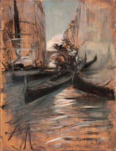 Vista de un canal de Venecia con góndolas (Canal veneciano y góndolas) Pintura de Giovanni Boldini (1842-1931) 1910-1914 Colección particular de Giovanni Boldini