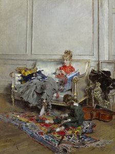 Joven mujer haciendo crochet