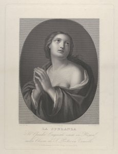 Personificación femenina de la Esperanza mirando hacia arriba con las manos juntas y el hombro izquierdo descubierto, ca. 1835-81 de Giovanni Buonafede