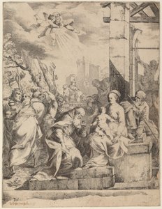 La Adoración de los Magos de Giovanni David after Scarsellino