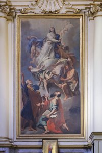 Pintura dedicada a la Virgen, Domenico Pestrini, santuario de la Virgen de San Luca