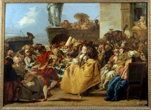 Escena de carnaval o el Minué. Escena de baile con máscaras en el siglo XVIII. Pintura de Gian Domenico Tiepolo (1727-1804)