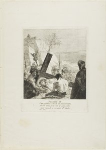 Cristo cae bajo la cruz por tercera vez, lámina nueve del Vía Crucis de Giovanni Domenico Tiepolo
