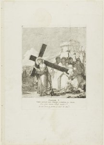 Cristo es ayudado por Simón de Cirene, lámina cinco del Vía Crucis de Giovanni Domenico Tiepolo