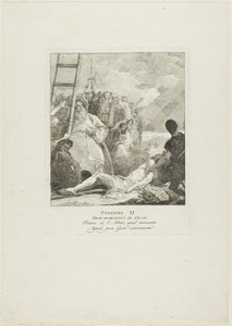 Cristo es clavado en la cruz, lámina once del Vía Crucis de Giovanni Domenico Tiepolo