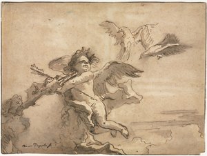 Cupido vendado y dos palomas de Giovanni Domenico Tiepolo