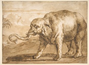 Elefante en un paisaje de Giovanni Domenico Tiepolo