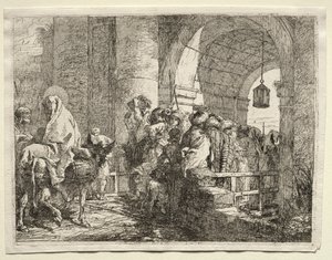 Huida a Egipto: La Sagrada Familia Pasando bajo un Arco
