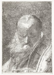 Clérigo calvo en casulla Colección de cabezas (título de la serie) Raccolta di Teste (título de la serie) de Giovanni Domenico Tiepolo