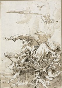 Dios Padre sostenido por ángeles en las nubes, II de Giovanni Domenico Tiepolo