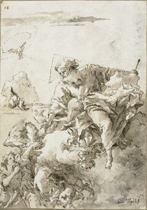 Dios el Padre Apoyado por Ángeles en las Nubes, I de Giovanni Domenico Tiepolo