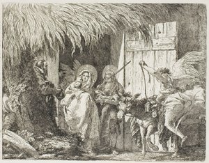 José y María Buscando Refugio, placa cinco de La Huida a Egipto de Giovanni Domenico Tiepolo