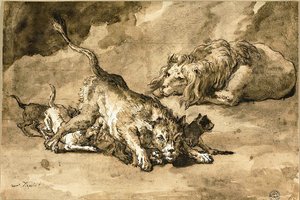 León, leona y cachorros de Giovanni Domenico Tiepolo