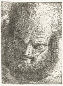 hombre mirando hacia abajo Colección de cabezas (título de la serie) Raccolta di Teste (título de la serie) de Giovanni Domenico Tiepolo