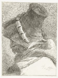 hombre, con, cabeza volteada, con, sombrero Colección de cabezas (título de la serie) Raccolta di Teste (título de la serie) de Giovanni Domenico Tiepolo