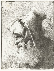 Hombre con barba y sombrero Colección de cabezas (título de la serie) Raccolta di Teste (título de la serie) de Giovanni Domenico Tiepolo
