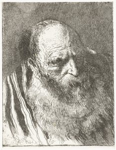 Hombre con barba en capa a rayas Colección de cabezas (título de la serie) Raccolta di Teste (título de la serie) de Giovanni Domenico Tiepolo