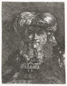 Hombre con gran turbante Colección de cabezas (título de la serie) Raccolta di Teste (título de la serie) de Giovanni Domenico Tiepolo