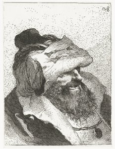 Hombre con sombrero vuelto Colección de cabezas (título de la serie) Raccolta di Teste (título de la serie) de Giovanni Domenico Tiepolo
