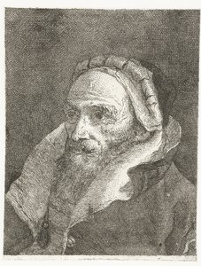 Hombre con cuello vuelto alto de capa Colección de cabezas (título de la serie) Raccolta di Teste (título de la serie) de Giovanni Domenico Tiepolo