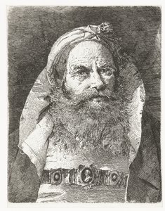 Hombre con turbante pequeño Colección de cabezas (título de la serie) Raccolta di Teste (título de la serie) de Giovanni Domenico Tiepolo