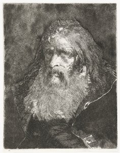 Hombre con cabello largo y sin tocado Colección de cabezas (título de la serie) Raccolta di Teste (título de la serie) de Giovanni Domenico Tiepolo
