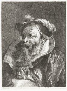 Hombre con cabeza de sátiro en hebilla Colección de cabezas (título de la serie) Raccolta di Teste (título de la serie) de Giovanni Domenico Tiepolo