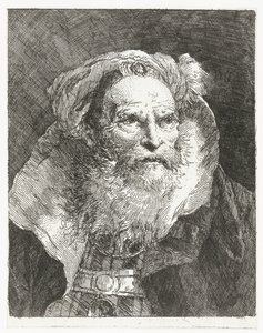 Hombre con turbante y cuello alto Colección de cabezas (título de la serie) Raccolta di Teste (título de la serie) de Giovanni Domenico Tiepolo