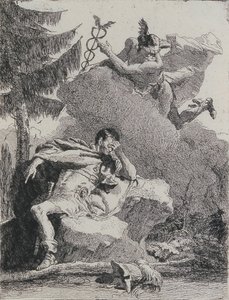 Mercurio aparece a Eneas en un sueño, 1757 de Giovanni Domenico Tiepolo