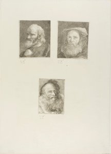 Anciano con barba, Anciano barbudo con sombrero, Anciano con gorra decorativa de Giovanni Domenico Tiepolo