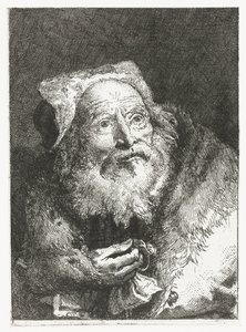 Viejo con pulsera en mano Colección de cabezas (título de la serie) Raccolta di Teste (título de la serie) de Giovanni Domenico Tiepolo
