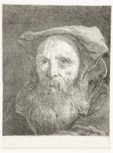 Viejo con barba y boina Colección de cabezas (título de la serie) Raccolta di Teste (título de la serie) de Giovanni Domenico Tiepolo