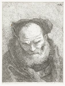 Anciano con barba y cabeza inclinada Colección de cabezas (título de la serie) Raccolta di Teste (título de la serie) de Giovanni Domenico Tiepolo