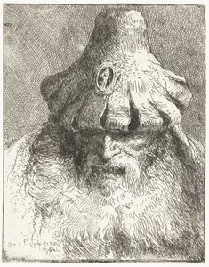Anciano con sombrero cónico con ala cortada Colección de cabezas (título de la serie) Raccolta di Teste (título de la serie) de Giovanni Domenico Tiepolo