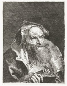 Viejo con cadena y libro Colección de cabezas (título de la serie) Raccolta di Teste (título de la serie) de Giovanni Domenico Tiepolo