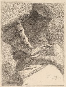 Perfil de un Hombre Viejo con Sombrero de Giovanni Domenico Tiepolo
