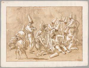 Punchinello colapsa en el camino de Giovanni Domenico Tiepolo