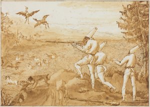 Polichinelas cazando aves acuáticas de Giovanni Domenico Tiepolo