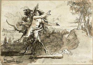 Sátiro sorprendiendo a una sátiresa de Giovanni Domenico Tiepolo