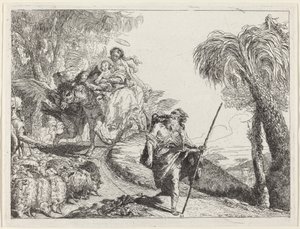 El Vuelo con José en Primer Plano de Giovanni Domenico Tiepolo