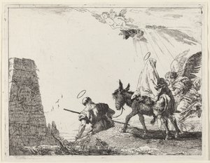El Vuelo con Obelisco a la Izquierda de Giovanni Domenico Tiepolo