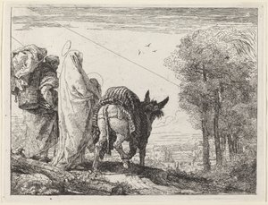 El Vuelo con la Sagrada Familia a la Izquierda de Giovanni Domenico Tiepolo