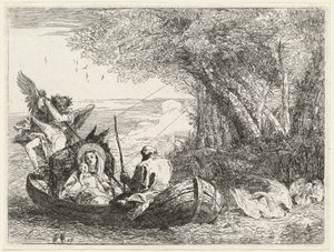 La Sagrada Familia Cruzando el Río de Giovanni Domenico Tiepolo