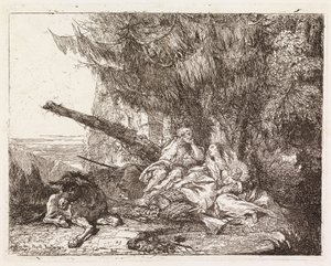 La Sagrada Familia descansando bajo un abeto (La huida a Egipto XXIII) de Giovanni Domenico Tiepolo