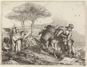 La Virgen y el Niño a la izquierda, con una fila de ángeles de Giovanni Domenico Tiepolo