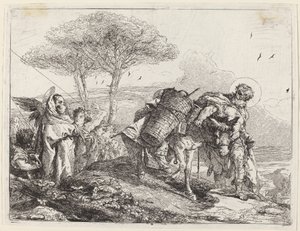 La Virgen y el Niño a la izquierda, con una fila de ángeles de Giovanni Domenico Tiepolo