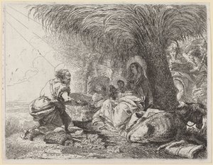 El descanso en la huida con José en adoración de Giovanni Domenico Tiepolo