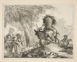 La Virgen y el Niño con José, de la serie Idee pittoresche sopra la fuga en Egitto (Huida a Egipto) de Giovanni Domenico Tiepolo