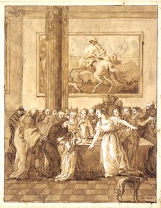 La joven Virgen acepta el escarlata y la púrpura pura de Giovanni Domenico Tiepolo
